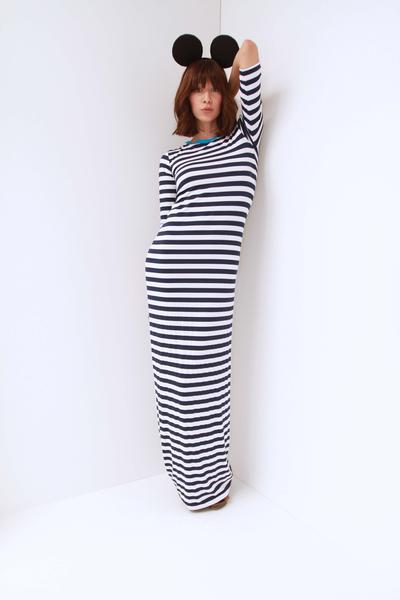 Charlotte Dress in Blue and White Stripe