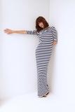 Charlotte Dress in Blue and White Stripe