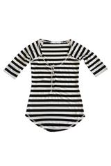 Betsy Tee in Black and White Medium Stripe